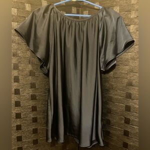 Free Assembly Women's Plus Size XXL Blouse Top Navy Silk Short Sleeve